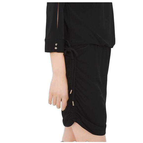 White House Black Market Black Convertible Drawstring Mini Dress - Size XS - Picture 4 of 11